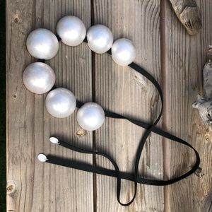 Contemporary Silver tone metal 1/2 sphere statement Necklace or belt